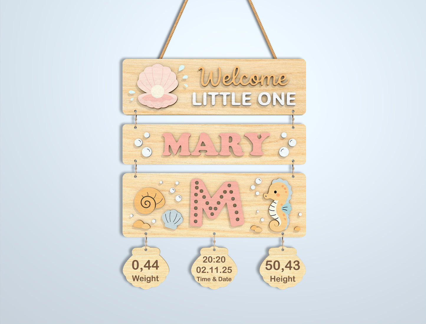 Nursery Birth Stats Sign SVG File for Glowforge and xTool