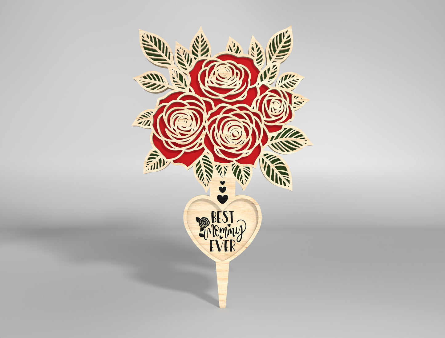 Rose Bouquet Plant Stake SVG Mother's Day Garden for Glowforge