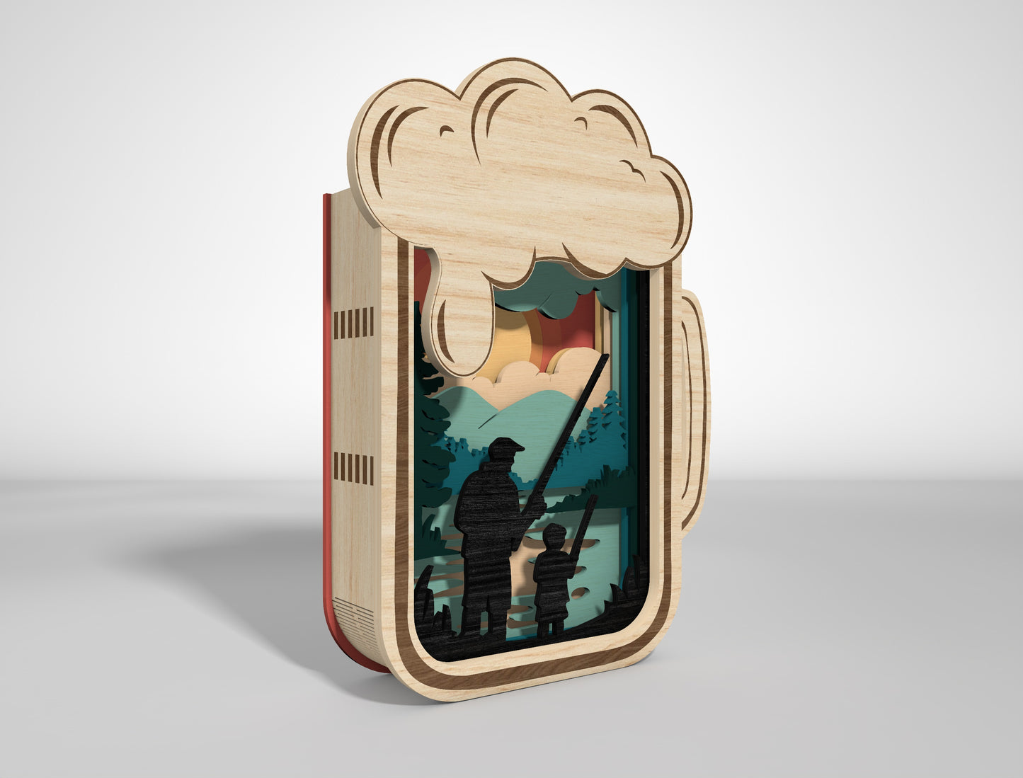 Father's Day Fishing Layered Lantern SVG Laser Cut File for Glowforge and xTool