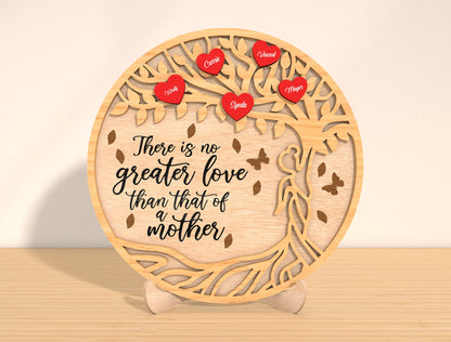 Tree of Life Mother Quote Laser Cut File | Personalized Family Name Sign | Layered Wooden Circle Decor | Glowforge, xTool, LightBurn, etc.