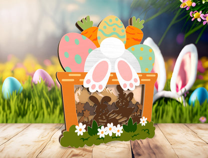 Easter Bunny Garden Multilayer SVG Layered Scene for LightBurn and xTool