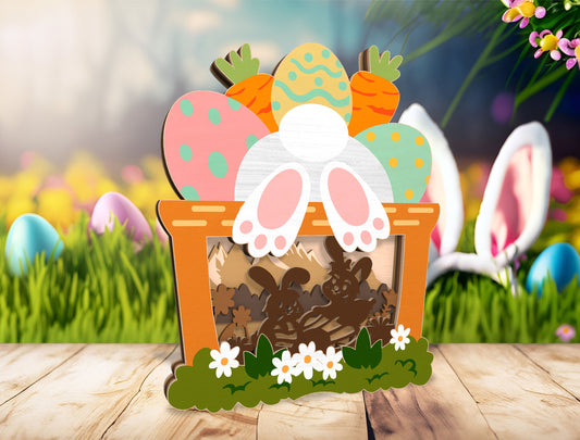 Easter Bunny Garden Multilayer SVG Layered Scene for LightBurn and xTool