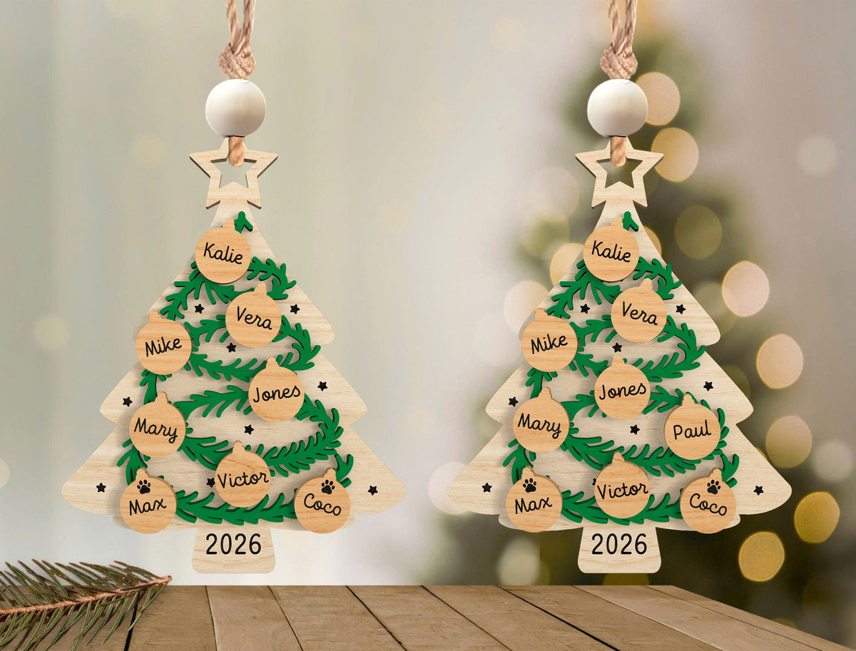 Personalized Family Christmas Tree Ornament SVG Bundle 5