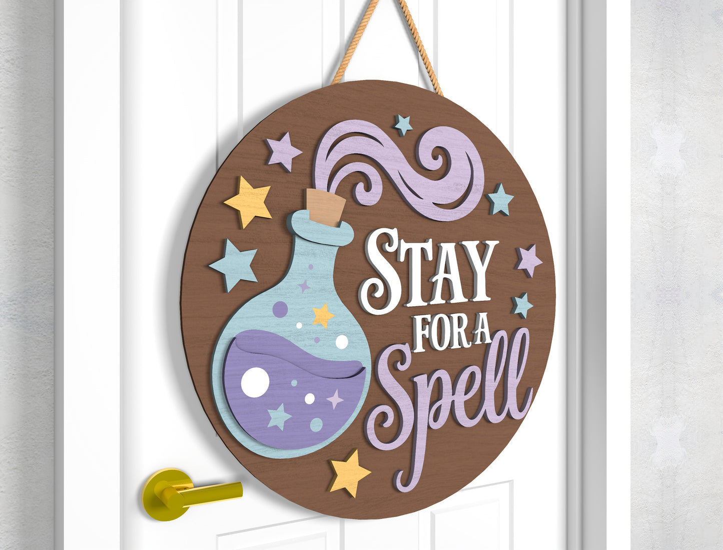 Witch Halloween Door Sign SVG Laser Cut Files for Glowforge