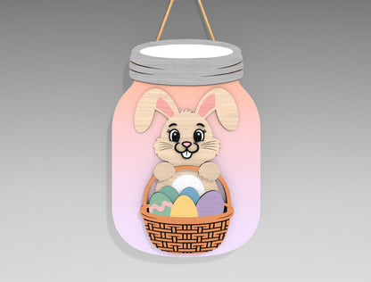 9 Easter Mason Jar Door Hangers SVG Bunny He Is Risen for LightBurn and xTool