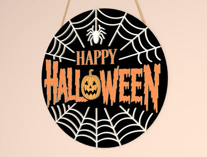 Happy Halloween Door Hanger SVG Set for Glowforge xTool LightBurn