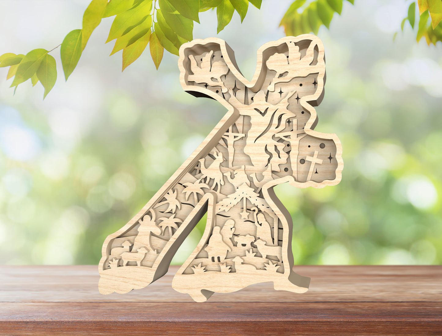 Layered Easter Cross He Is Risen SVG Bundle 3 Designs for LightBurn