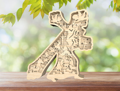 Layered Easter Cross He Is Risen SVG Bundle 3 Designs for LightBurn