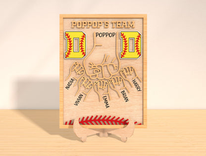 Papaw’s Team Laser Cut File | Father’s Day Family Fist Sign | Sports Wooden Tabletop Decor | Glowforge, xTool, LightBurn, etc.