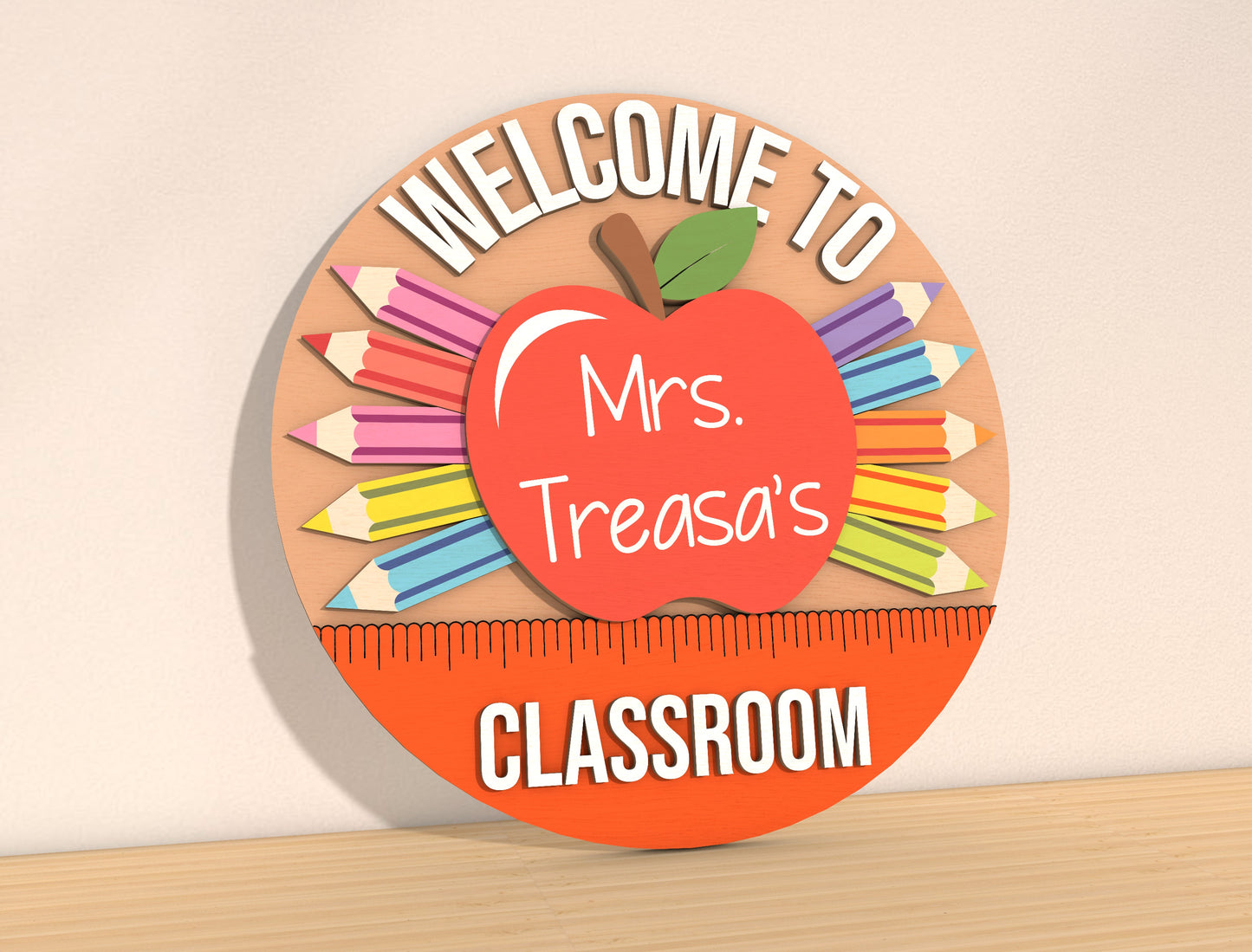 Teacher Apple Door Sign SVG Bundle Laser Cut File for Glowforge and xTool