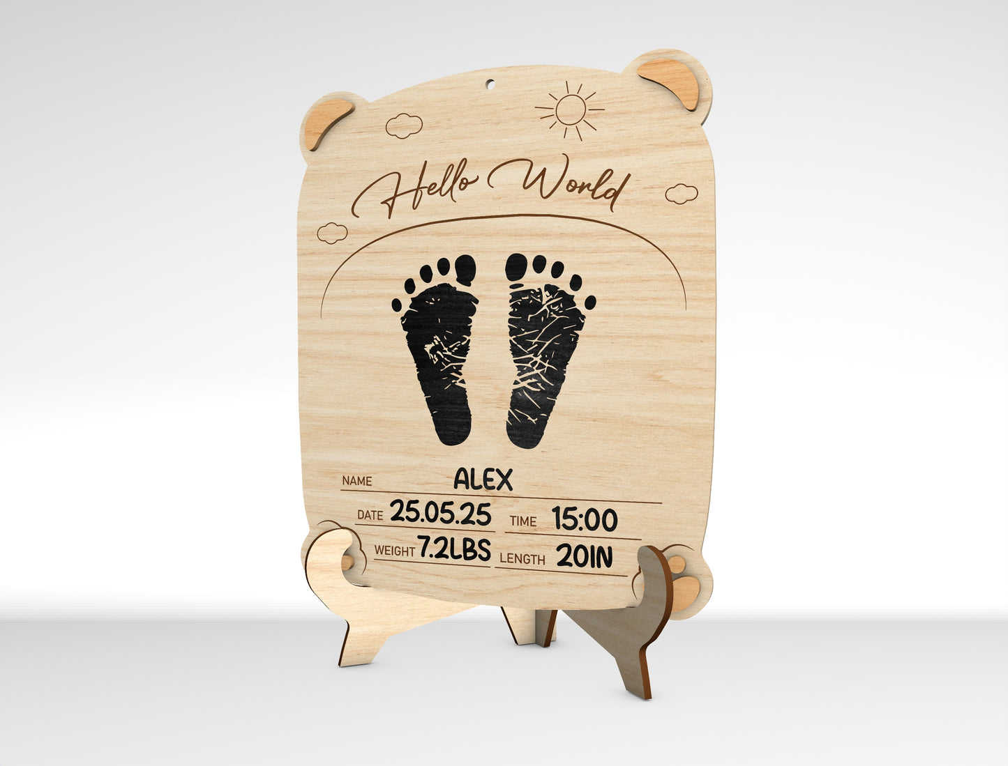 Personalized Baby Footprint Ultrasound Frame SVG Laser Cut File for Glowforge and LightBurn