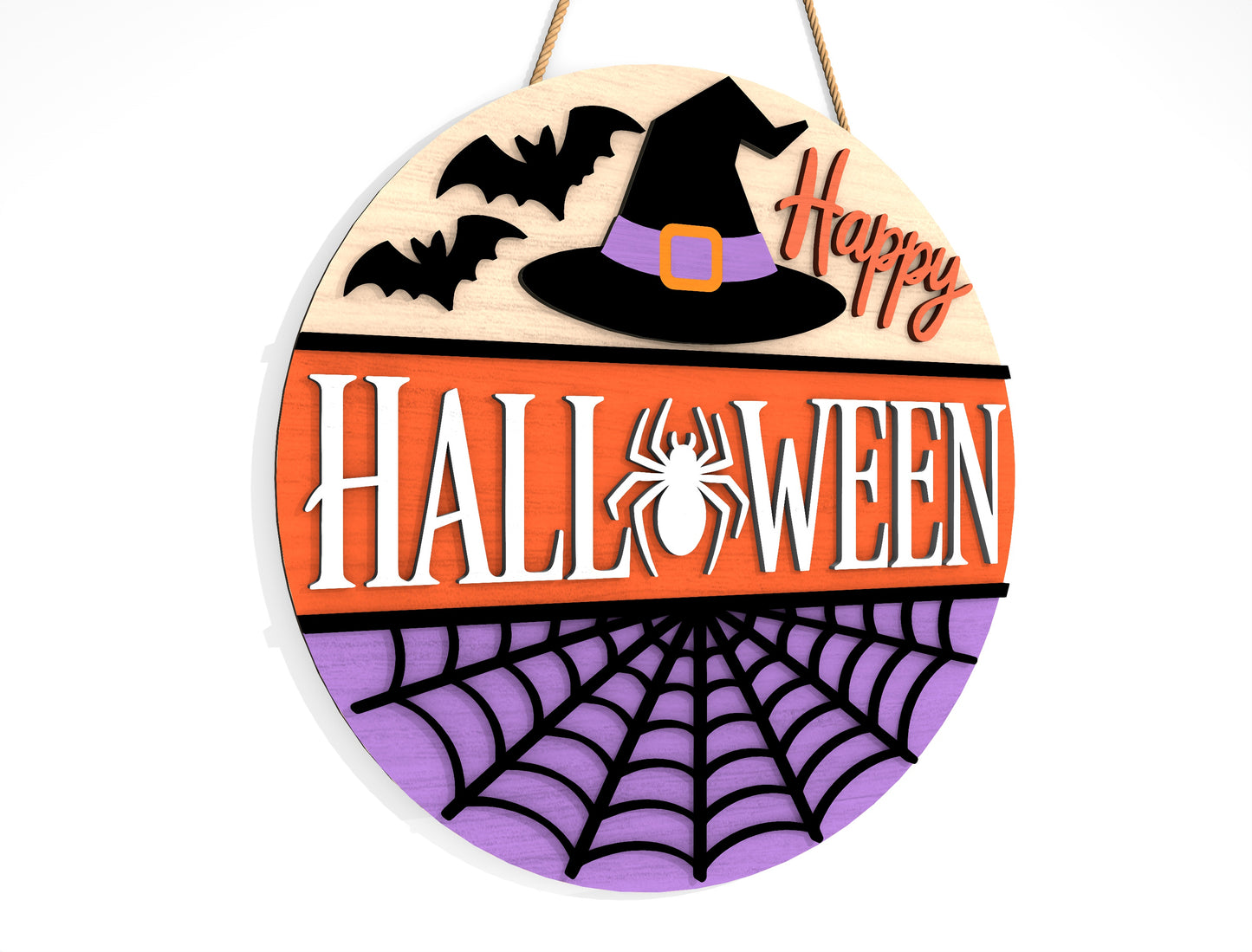 Happy Halloween Witch Hat Door Hanger SVG Set for Glowforge xTool LightBurn