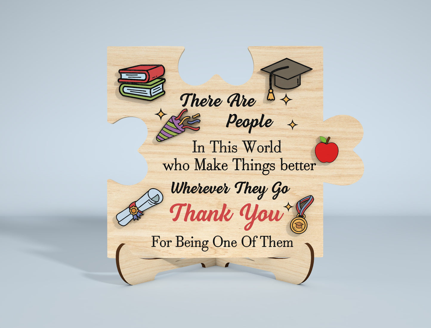 Teacher Thank You Puzzle Sign SVG Laser Cut File for xTool and Glowforge