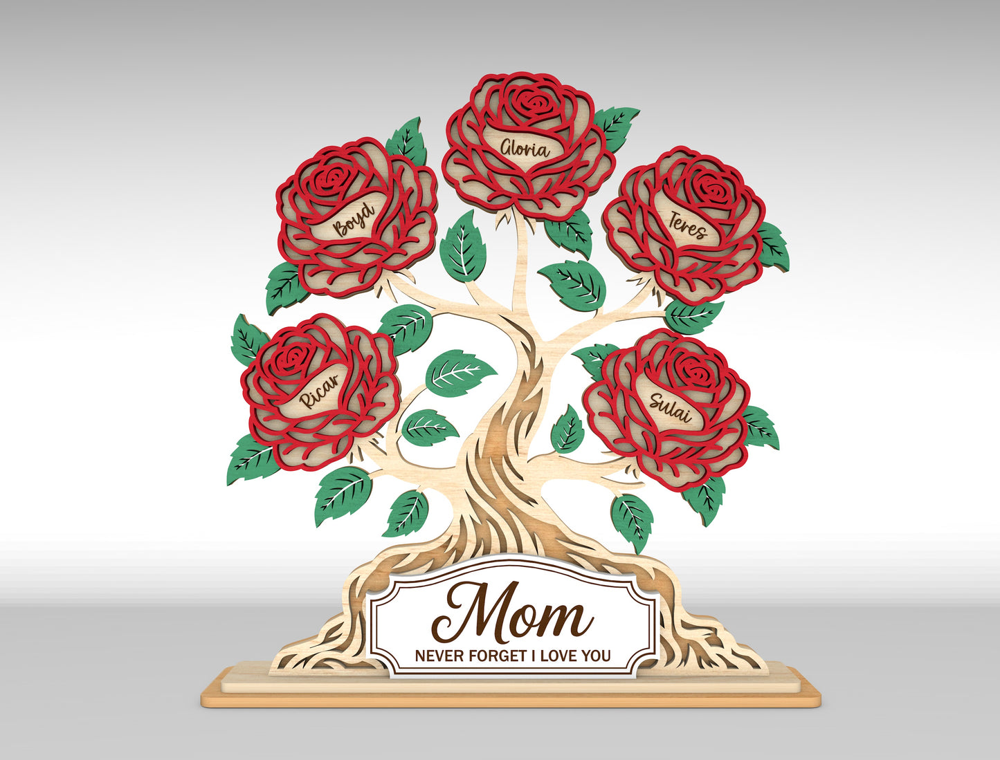 Personalized Rose Tree Custom Name Flower Sign SVG for xTool