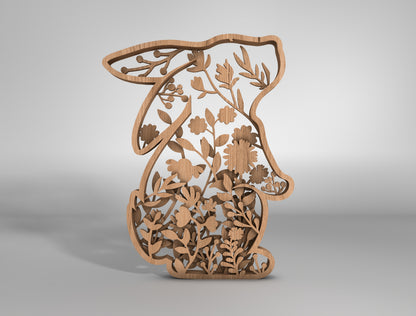 Floral Bunny Multilayer SVG Bundle Easter Layered Decor for Glowforge and xTool
