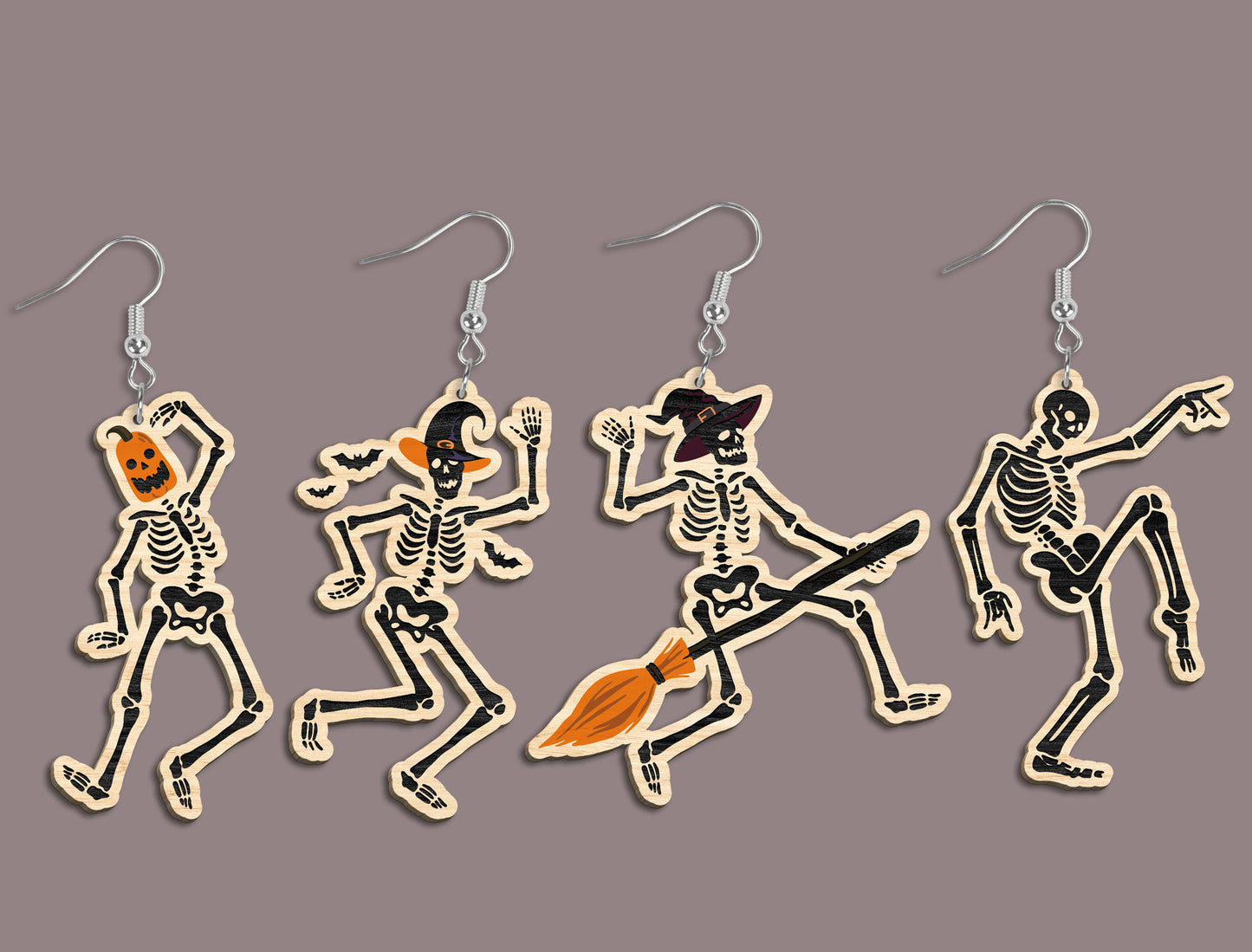 Halloween Skeleton Dangle Earrings SVG Bundle 26 Designs for xTool LightBurn