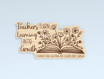 Teacher Floral Book Gift Tag SVG Laser Cut File for Glowforge and xTool