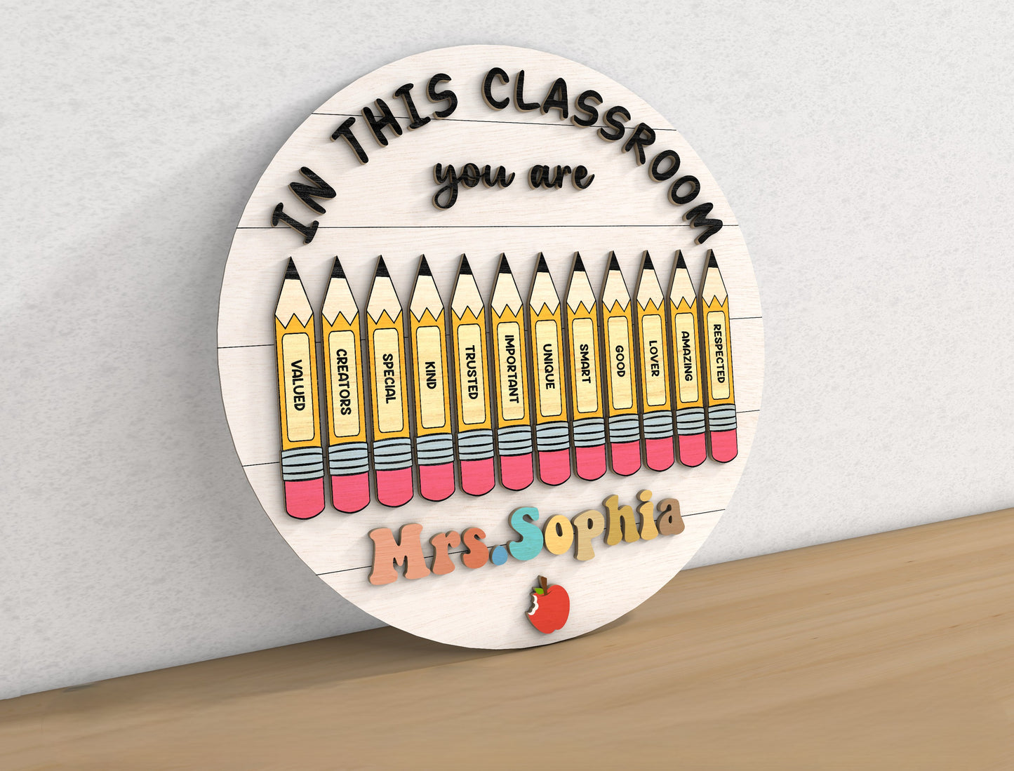 Personalized Classroom Door Sign SVG for Glowforge and LightBurn