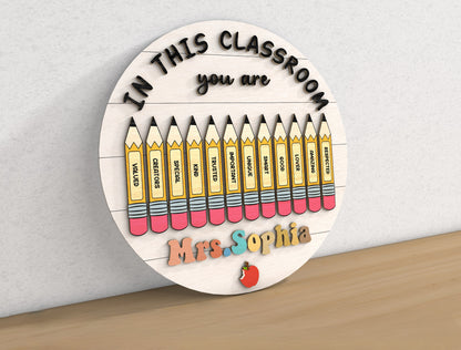 Personalized Classroom Door Sign SVG for Glowforge and LightBurn