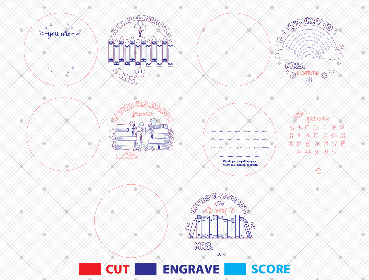 Personalized Teacher Classroom Sign SVG Bundle Laser Cut File File for Glowforge and xTool