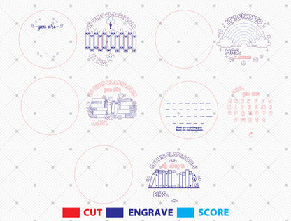 Personalized Teacher Classroom Sign SVG Bundle Laser Cut File File for Glowforge and xTool