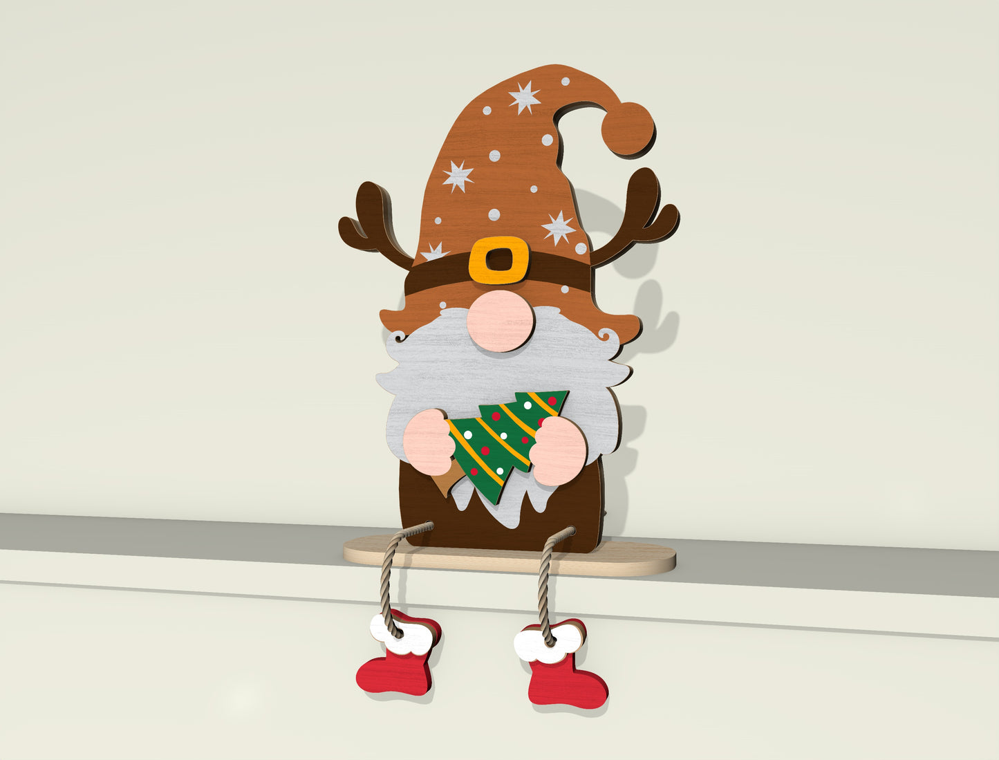 Christmas Gnome Shelf Sitter Laser Cut File | Ready to Cut | Glowforge, xTool, LightBurn, etc.