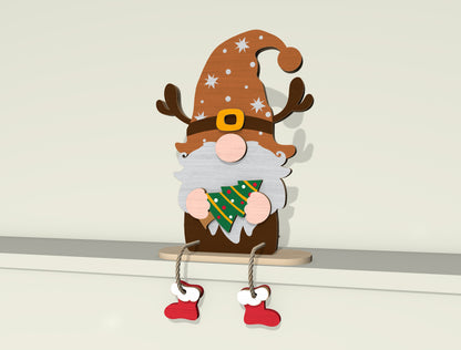 Christmas Gnome Shelf Sitter Laser Cut File | Ready to Cut | Glowforge, xTool, LightBurn, etc.