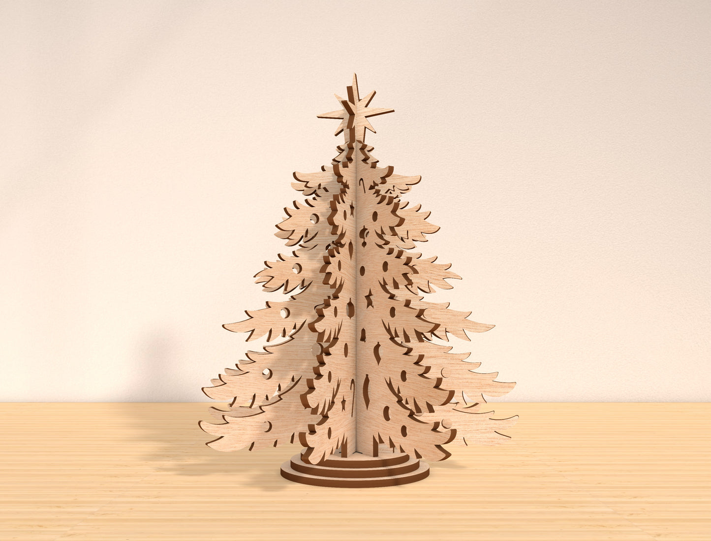Christmas Tree 3D Tabletop Decor Laser Cut File | Ready to Cut | Glowforge, xTool, LightBurn, etc.