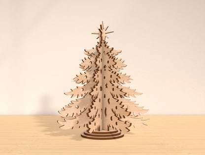 Christmas Tree 3D Tabletop Decor Laser Cut File | Ready to Cut | Glowforge, xTool, LightBurn, etc.