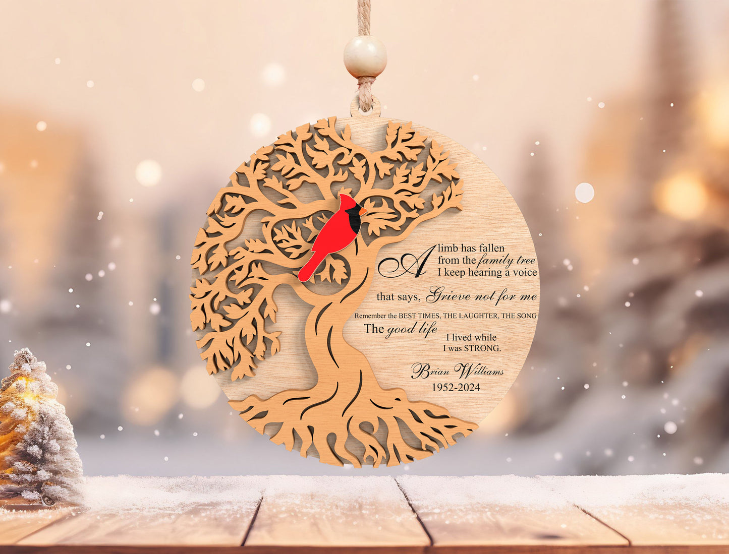 Cardinal Tree of Life Memorial Ornament SVG for Glowforge
