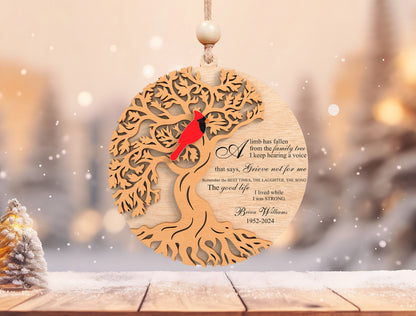 Cardinal Tree of Life Memorial Ornament SVG for Glowforge