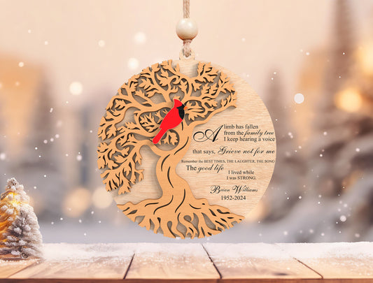 Cardinal Tree of Life Memorial Ornament SVG for Glowforge