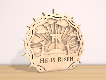 Multilayer He Is Risen Crown of Thorns SVG Bundle for LightBurn and xTool