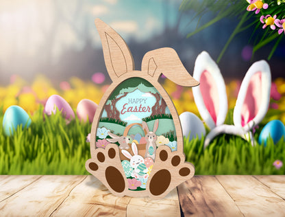 Easter Bunny Egg Multilayer Frame SVG for Glowforge and LightBurn