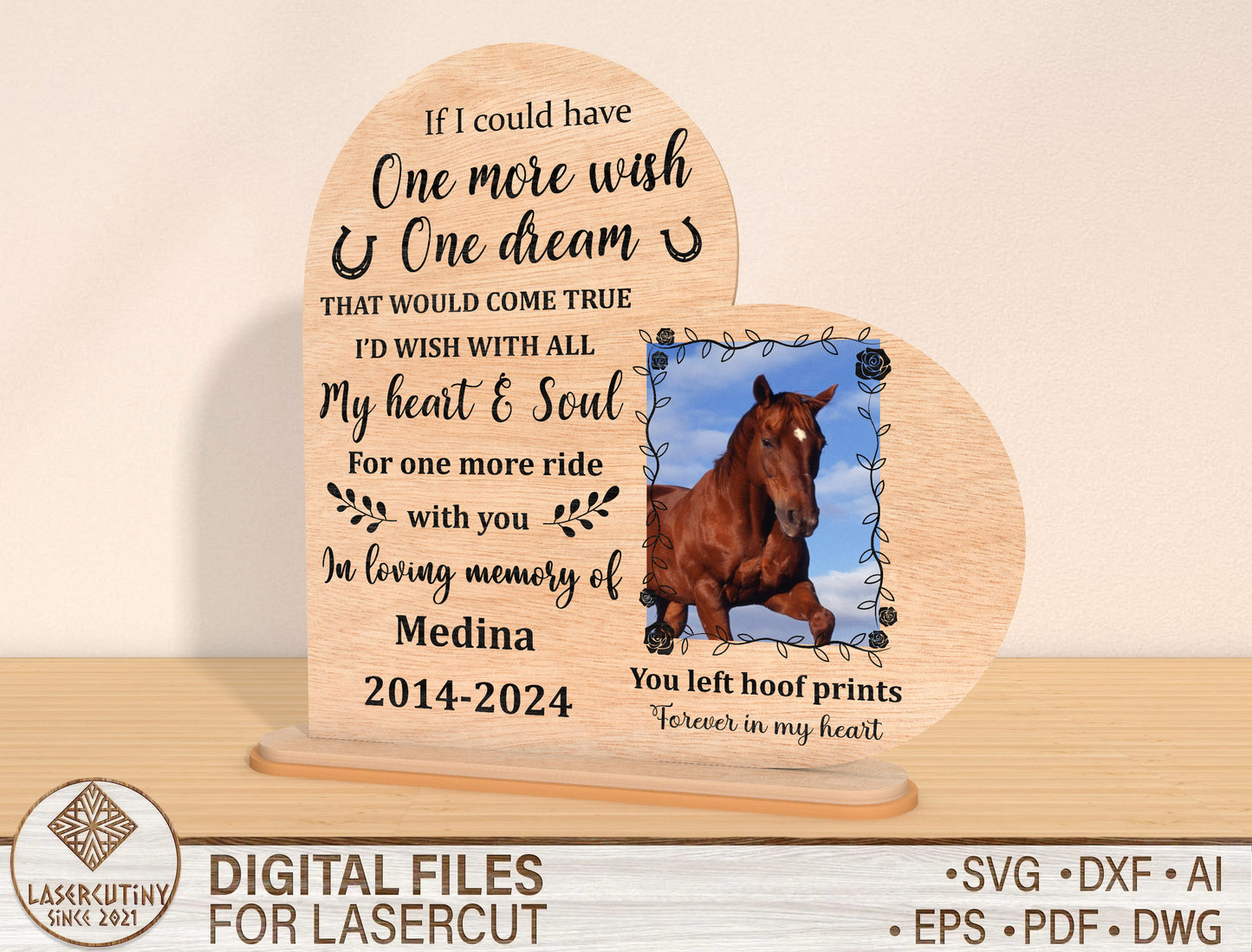 Horse Memorial Photo SVG Bundle Laser Cut File
