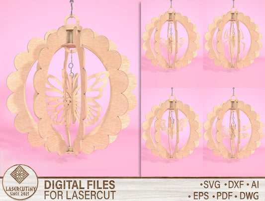 Butterfly Hanging Spinner SVG Laser Cut File for xTool and Glowforge