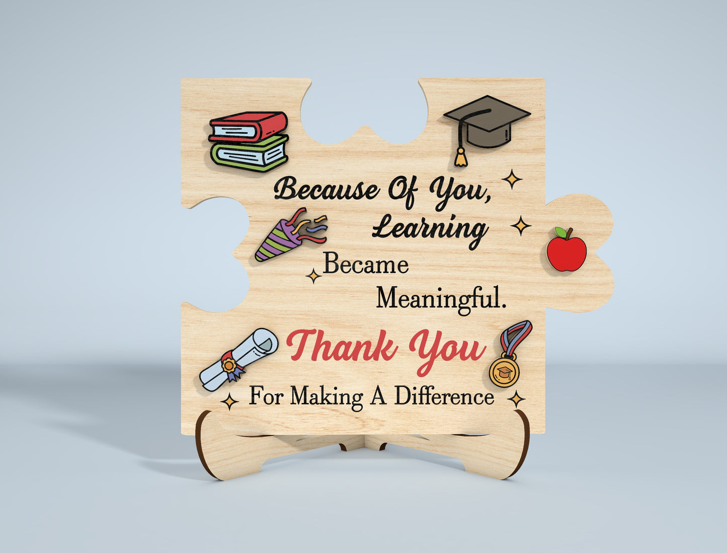 Teacher Thank You Puzzle Sign SVG Laser Cut File for xTool and Glowforge