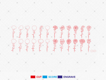 Month Flower Name Stand Laser Cut File Bundle | Floral Decor | Mother’s Day Design | Glowforge, xTool, LightBurn, etc.