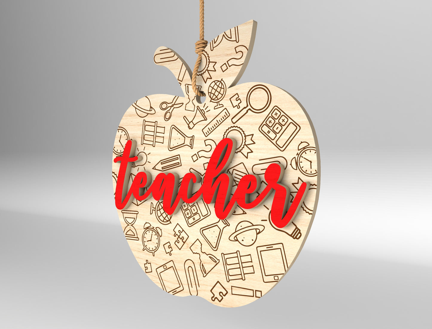 Teacher Apple Ornament SVG Bundle Laser Cut File for Glowforge