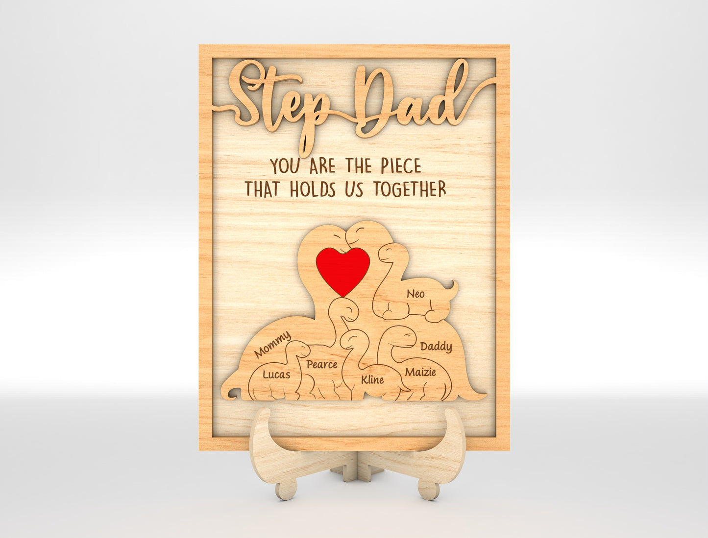 Personalized Father Dinosaur Puzzle Frame SVG for Glowforge