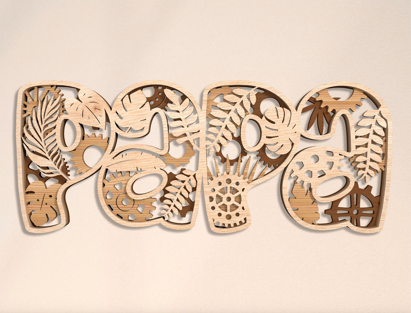 Dad Word Art Laser Cut Bundle | Multilingual Father Typography | Layered Wooden Letter Decor | Glowforge, xTool, LightBurn, etc.