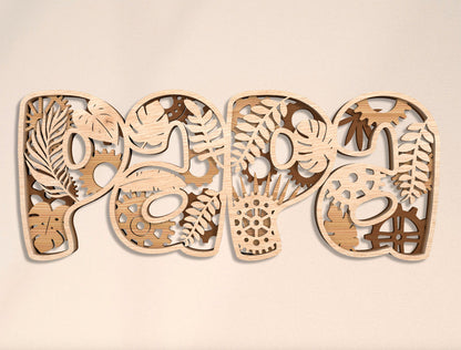 Dad Word Art Laser Cut Bundle | Multilingual Father Typography | Layered Wooden Letter Decor | Glowforge, xTool, LightBurn, etc.