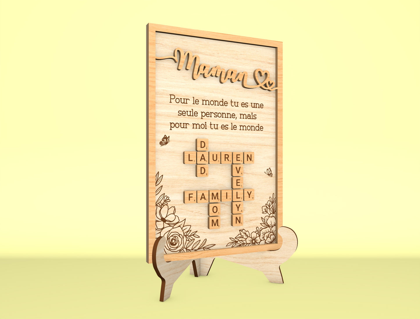 Personalized Mom Crossword Puzzle Sign SVG Laser Cut File for LightBurn and xTool
