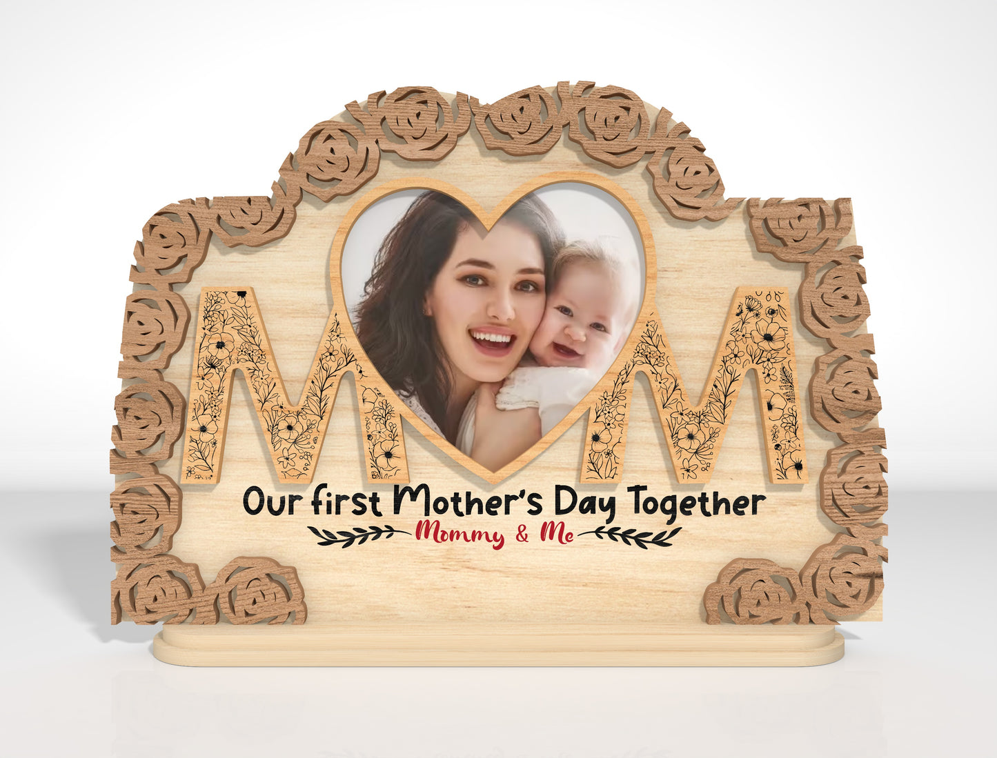 Scalloped Mother's Day Photo Frame SVG Floral Laser Cut File for LightBurn and xTool