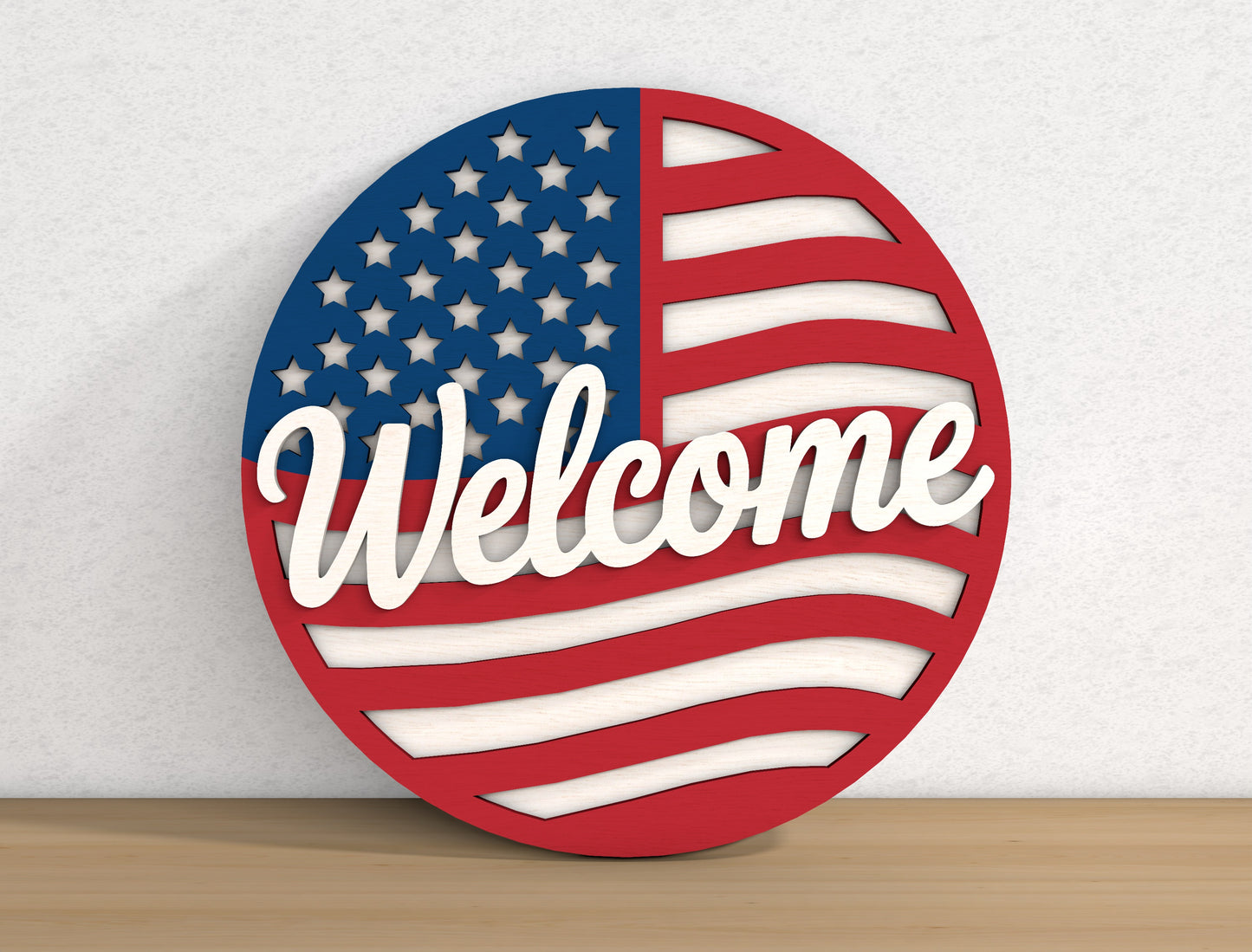Patriotic Round Sign SVG Bundle Laser Cut File for Glowforge