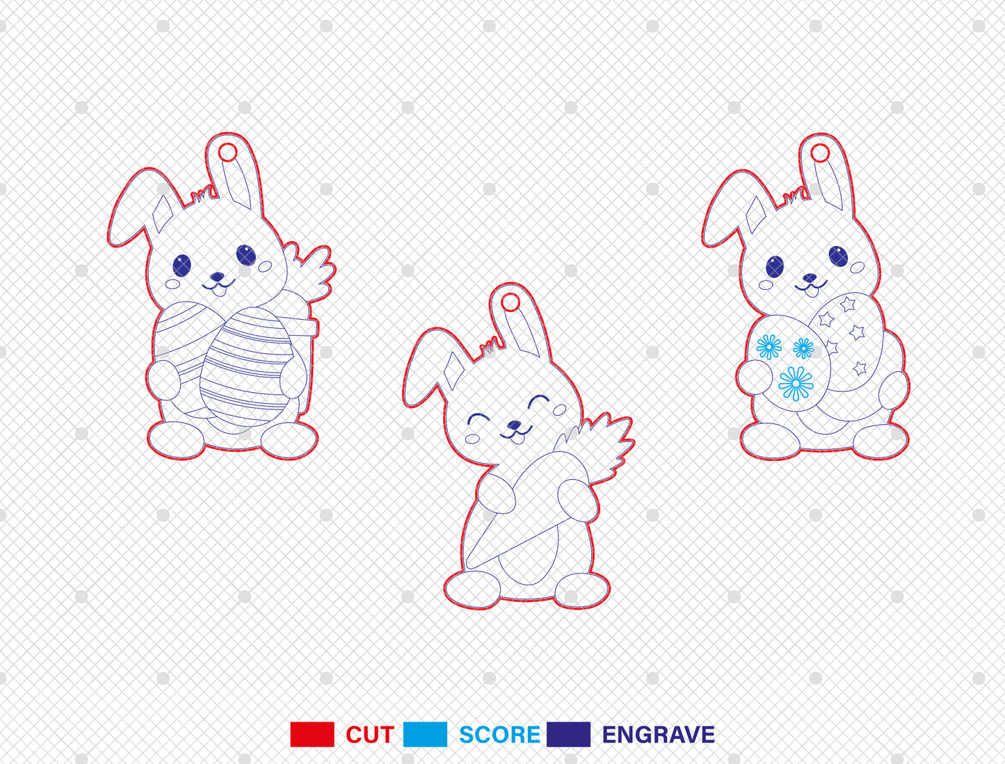Easter Bunny Earrings SVG Set 10 Designs Cute Jewelry for LightBurn and xTool