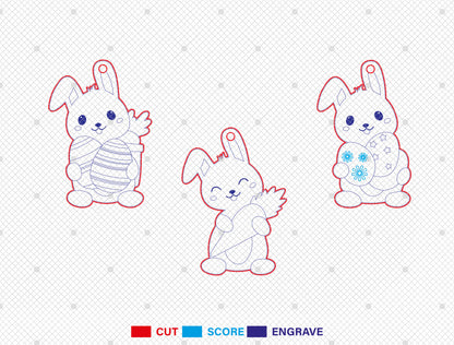 Easter Bunny Earrings SVG Set 10 Designs Cute Jewelry for LightBurn and xTool