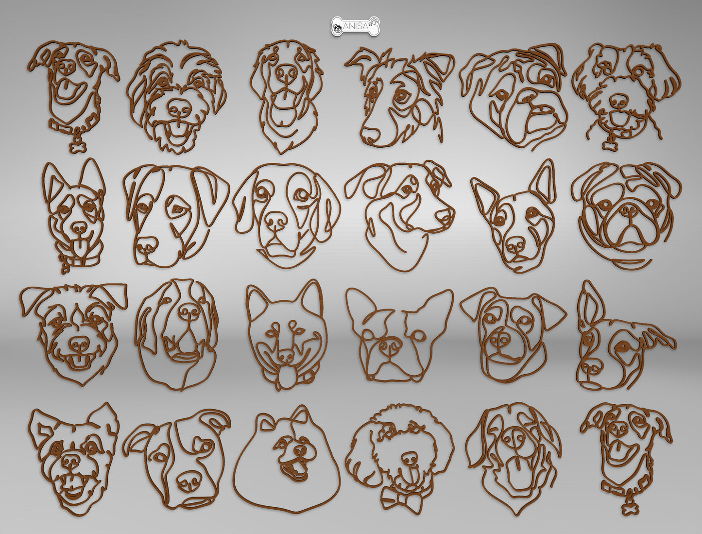 Dog Breed Line Art Stand SVG Bundle for Glowforge and xTool