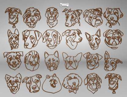 Dog Breed Line Art Stand SVG Bundle for Glowforge and xTool