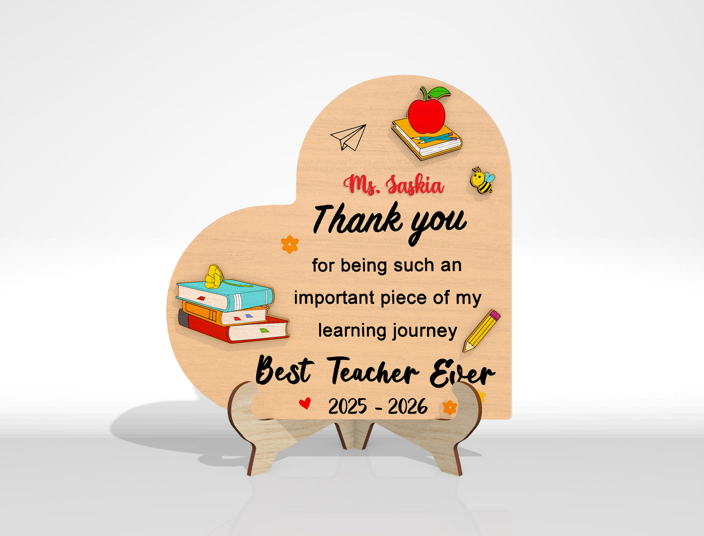 Personalized Teacher Appreciation Plaque SVG Bundle Laser Cut File for Glowforge and xTool